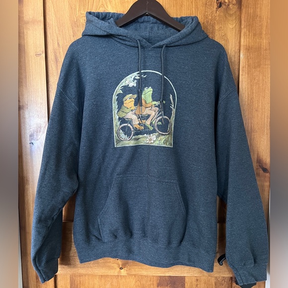 Gildan Other - Frog and Toad Dark Gray Graphic Hoodie Sweatshirt